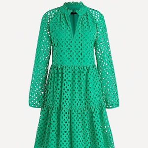 J. CREW Tiered Popover Dress Eyelet Embroidered